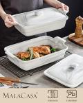 MALACASA 4.4 Quart Ceramic Casserole Dish with Lid