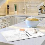 Marble Print Dish Drying Mat - Reversible Microfiber