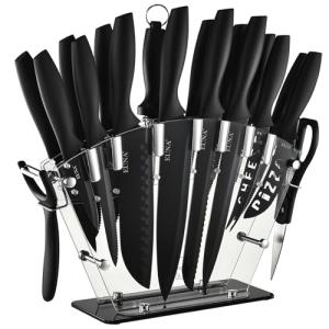 19-Piece EUNA Kitchen Knife Set with Block