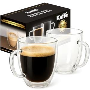 Kaffe Insulated Glass Coffee Cups (2 Pack)