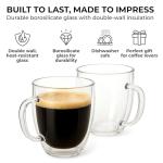Kaffe Insulated Glass Coffee Cups (2 Pack)