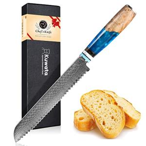 Damascus Steel Serrated Bread Knife for Homemade Breads