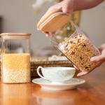Glass Food Storage Jars with Bamboo Lids - Set of 6