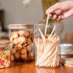 Glass Food Storage Jars with Bamboo Lids - Set of 6