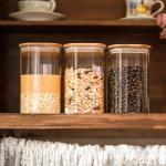 Glass Food Storage Jars with Bamboo Lids - Set of 6