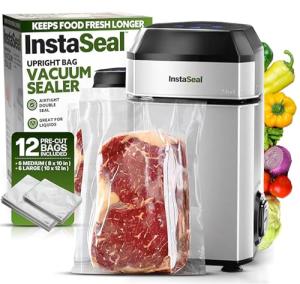 InstaSeal Vacuum Sealer with 12 Bags, Space Saving