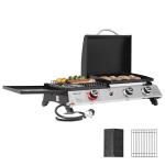 3-Burner Portable Propane Griddle with Side Burner
