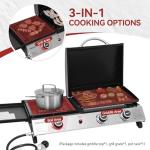 3-Burner Portable Propane Griddle with Side Burner