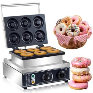 Electric Waffle and Donut Maker with 6 Holes