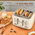 Retro 4-Slice Stainless Steel Toaster - Cream White