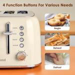 Retro 4-Slice Stainless Steel Toaster - Cream White