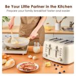 Retro 4-Slice Stainless Steel Toaster - Cream White
