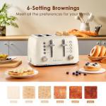 Retro 4-Slice Stainless Steel Toaster - Cream White