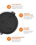 DARTMOOR 9 Quart Pre-Seasoned Cast Iron Dutch Oven