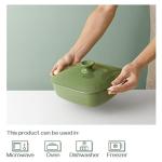 DOWAN Green Ceramic Casserole Dish with Lid