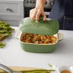 DOWAN Green Ceramic Casserole Dish with Lid