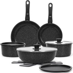 SODAY 15-Piece Nonstick Cookware Set with Detachable Handles