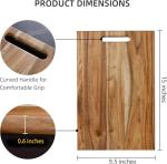 Acacia Wood Cutting Board with Handle, 15"x9.5