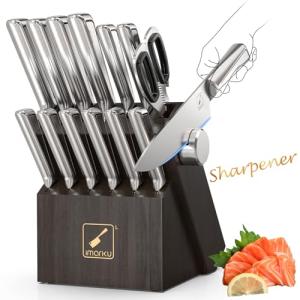 14-Piece Japanese Knife Set with Block and Sharpener