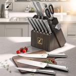 14-Piece Japanese Knife Set with Block and Sharpener