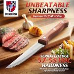 Elemake 8-Piece Steak Knife Set With Wooden Handles