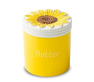 Ceramic Sunflower Butter Keeper with Non-Slip Design