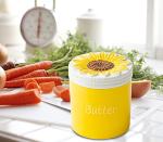 Ceramic Sunflower Butter Keeper with Non-Slip Design