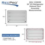 RecPro 24" RV Refrigerator Side Wall Vent - White