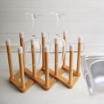 Bamboo Retractable Bottle and Cup Drying Rack
