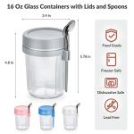 DRKIO 4 Pack Glass Mason Jars for Meal Prep