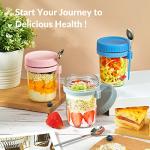 DRKIO 4 Pack Glass Mason Jars for Meal Prep