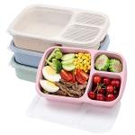 4 Pack Bento Lunch Box Set - 3 Compartments