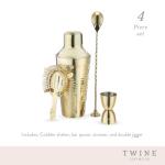 Gold Hammered 4-Piece Cocktail Shaker Set