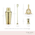 Gold Hammered 4-Piece Cocktail Shaker Set