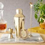 Gold Hammered 4-Piece Cocktail Shaker Set