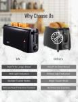 JEWJIO Vintage Black Compact 2-Slice Toaster
