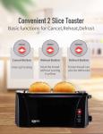 JEWJIO Vintage Black Compact 2-Slice Toaster
