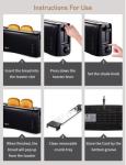 JEWJIO Vintage Black Compact 2-Slice Toaster