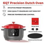 6QT Red Dutch Oven for Versatile Cooking