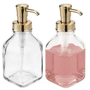 mDesign Glass Soap Dispenser Pump Bottle - 2 Pack