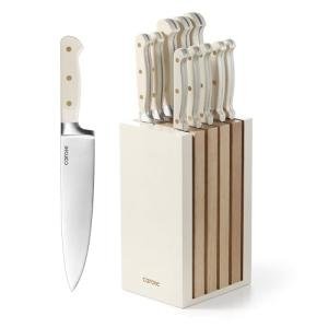 CAROTE 11-Piece Stainless Steel Knife Set with Block