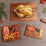 Wooden Cutting Boards Set with Juice Grooves