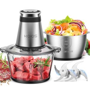 KOIOS 500W Food Processor with Dual Bowls and Blades