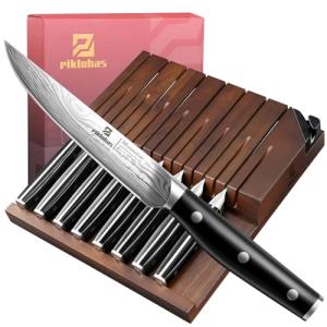 Piklohas 8-Piece Steak Knives Set with Organizer