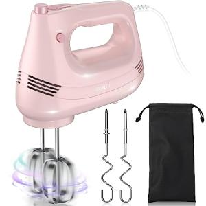 GUALIU Pink Electric Hand Mixer with Attachments