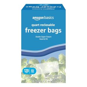 Amazon Basics BPA Free Freezer Quart Bags, 120 Count