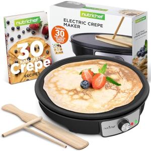 Nutrichef 12-Inch Electric Crepe Maker & Griddle
