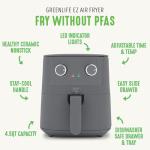 GreenLife 4.5QT PFAS-Free Air Fryer, Adjustable Temp