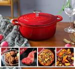 5.5 Quart Enameled Cast Iron Dutch Oven, Red