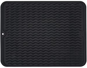 Large Non-Slip Silicone Dish Drying Mat - Black